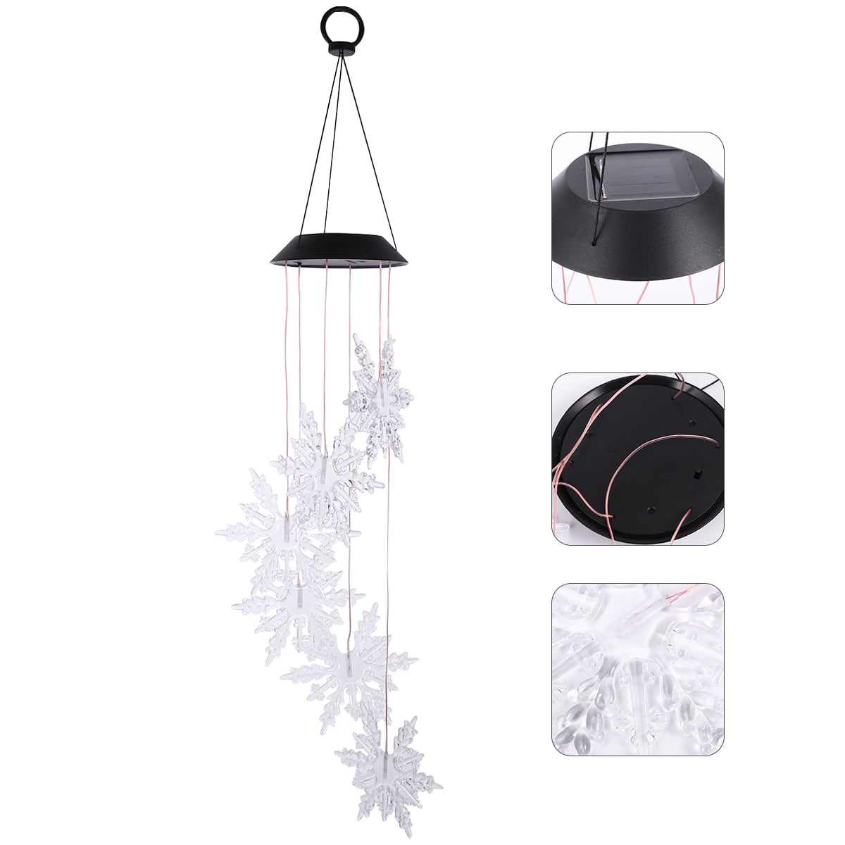 1pc Creative Solar Lights Wind Bell Light Wind Chime Light Snowflake LED Lamp