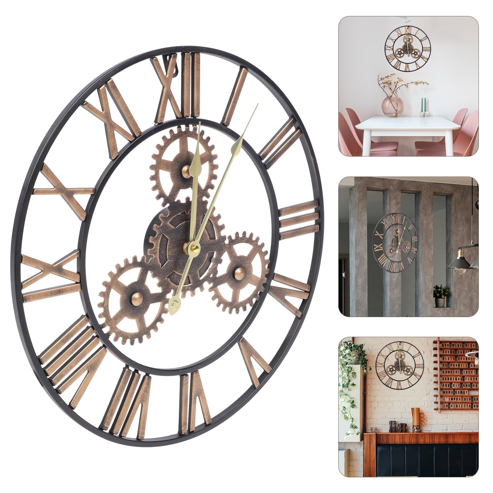 BESTONZON 1Pc Round Wall Clock American Style Wall Clock Simple Living Room Hanging Clock
