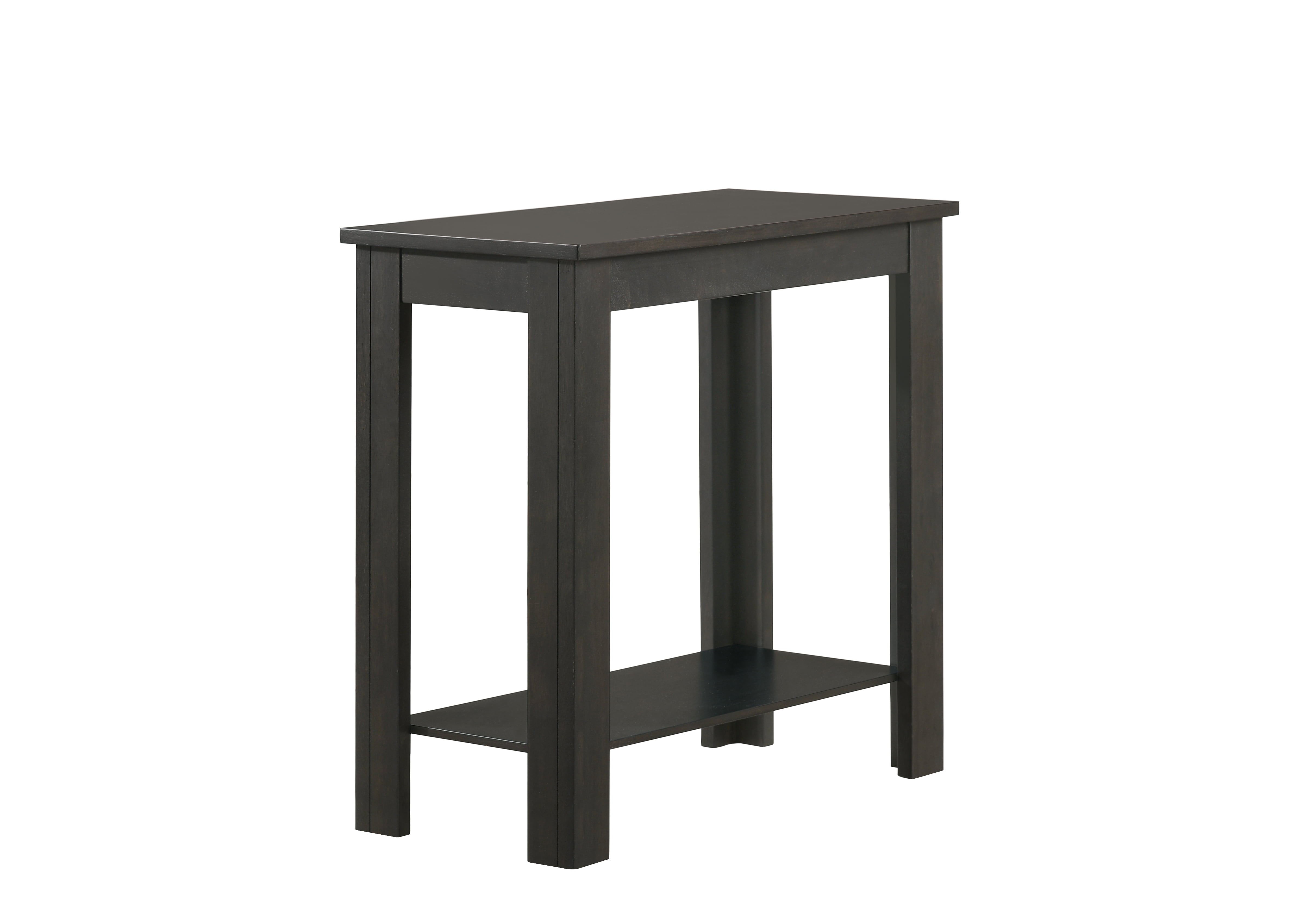 Crown Mark Pierce Transitional Charcoal Chair Side Table with Shelf