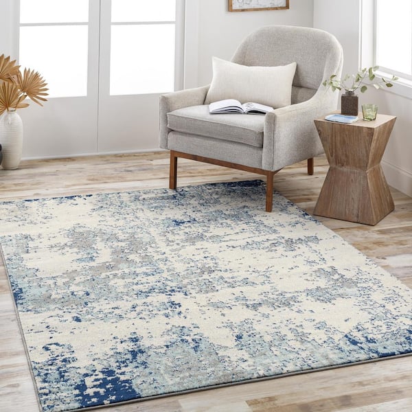 Yamikani Aqua 8 ft. x 10 ft. Abstract Distressed Abstract Area Rug
