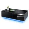 Hommpa Coffee Table with 4 Drawers LED Center Table Sofa Side Tea Tables Black High Gloss Finish