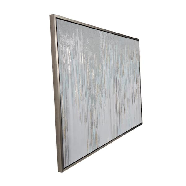 1- Panel Abstract Melting Framed Wall Art with Gold Foil Accents 40 in. x 60 in.