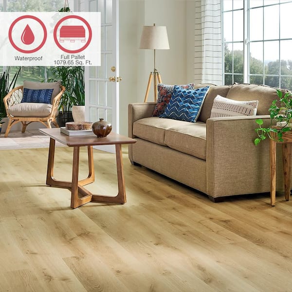 Outlast+ Golden Briar Oak 12 mm T x 7.4 in. W Waterproof Laminate Wood Flooring (1079.7 sqft/pallet)
