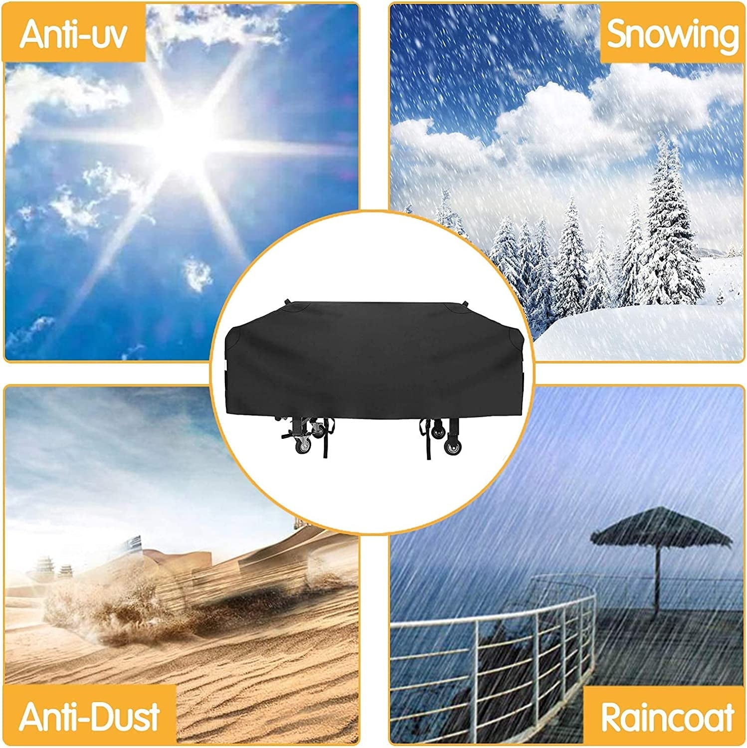 28 inch Griddle Cover for Blackstone, 600D Anti-Fade Waterproof Flat Top Grill Cover for Blackstone 28 inch Griddle Cooking Station with Single Shelf without Hood, Come with Support Pole, Black