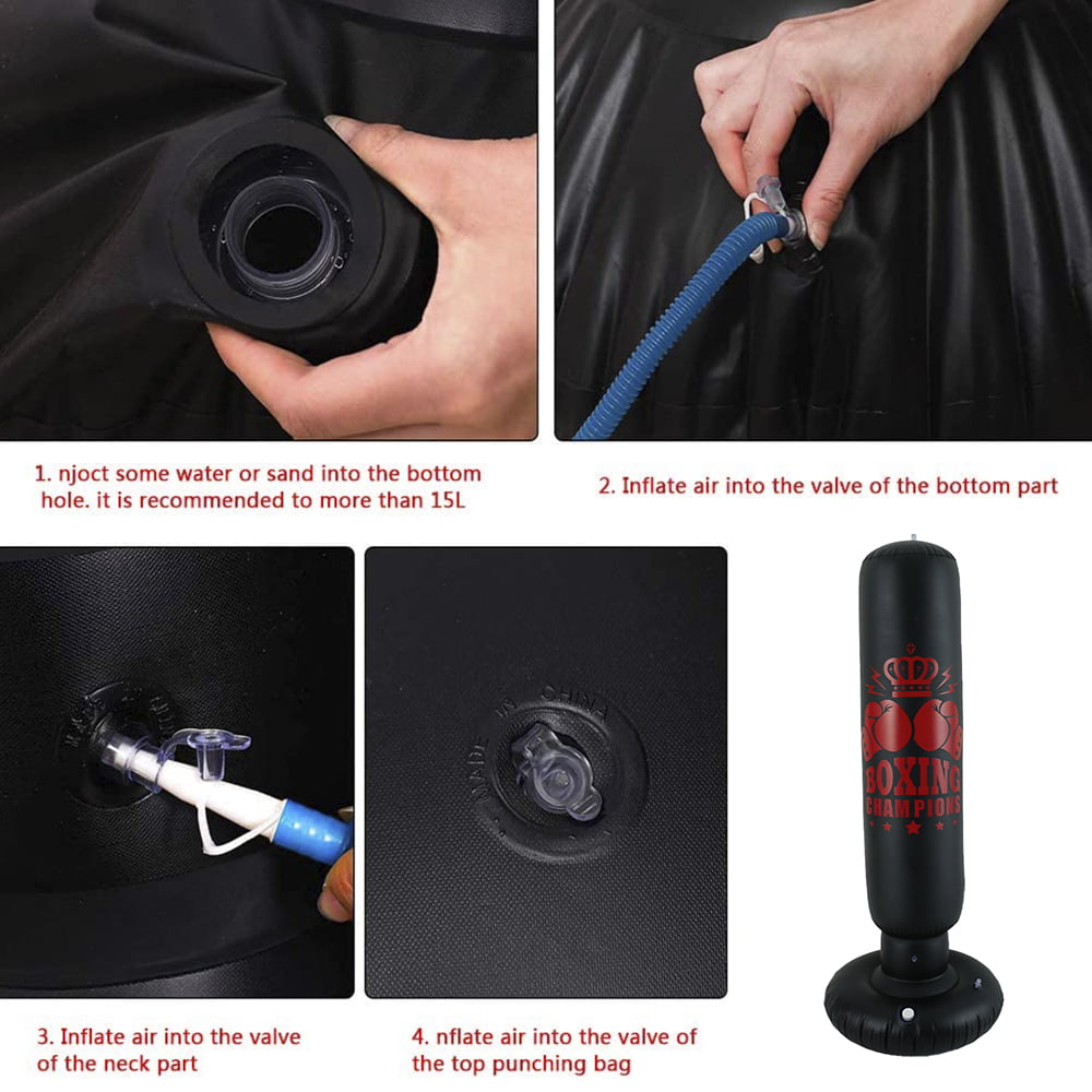 EUWBSSR Heavy Padded Adult Professional Punching Bag,160cm Punching Bag,Freestanding Cup Column Sandbag with Free Standing Air Pump, Kickboxing Practice, Karate