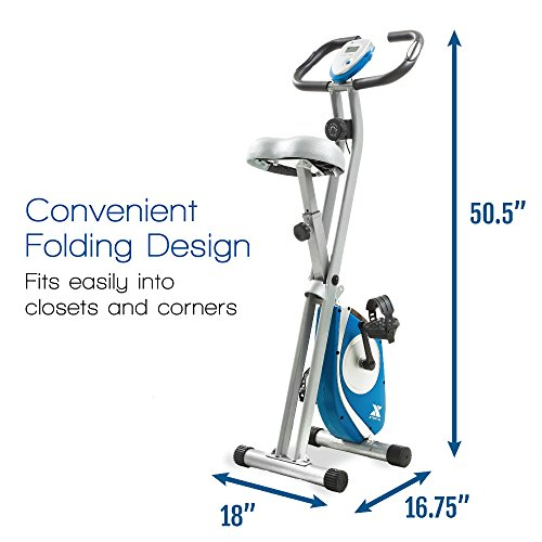 XTERRA Fitness FB150 Folding Exercise Bike, Silver, 31.5L x 18W x 45.3H in.