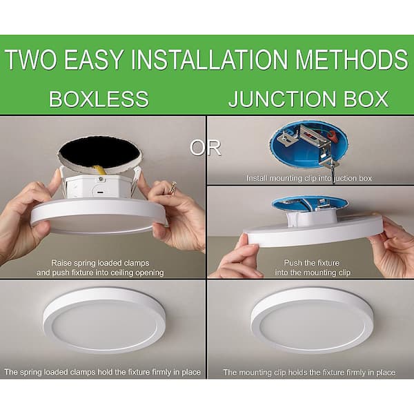 7.5 in. White Round Color Selectable CCT LED Flush Mount with Night Light Feature Ceiling Light 800 Lumens (8-Pack)