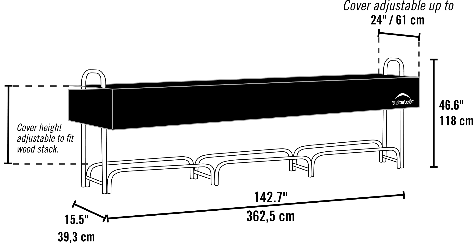 Heavy Duty Firewood Rack with Cover 12 ft.