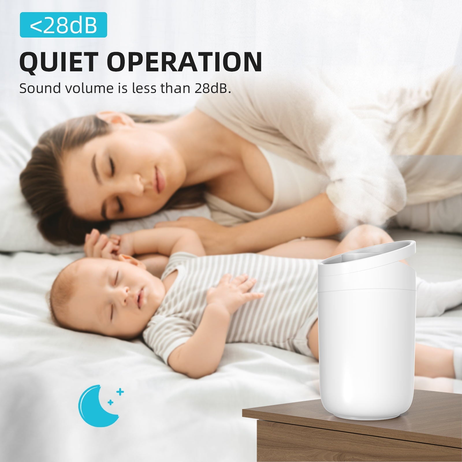 PcEoTllar Humidifier for Room,  Top Fill 2.5 L Cool Mist Quiet Ultrasonic Humidifier for Baby, Humidifiers for Bedroom Large Room (0.66 Gallon ,US 110V ),White