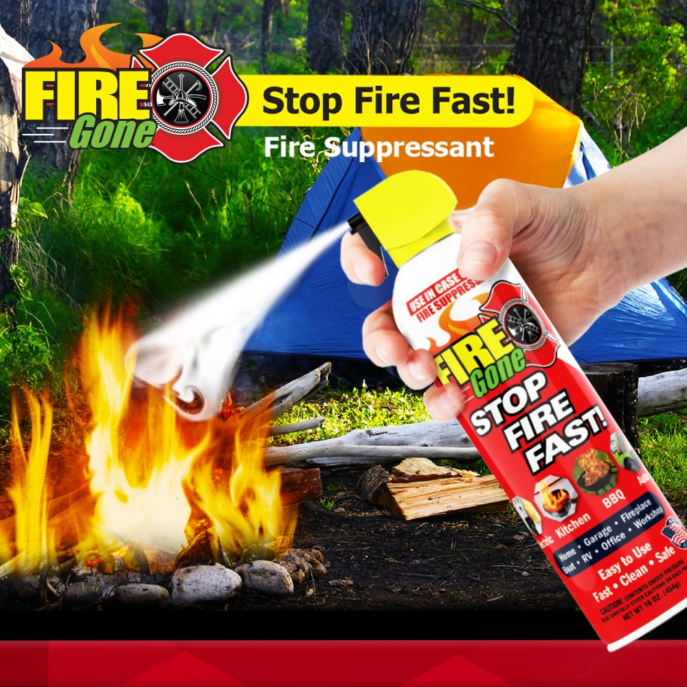Fire Gone 16 oz Fire Extinguishing  Water Based Aerosol Suppressant  (Pk of 1) Class A, B, C Fires.