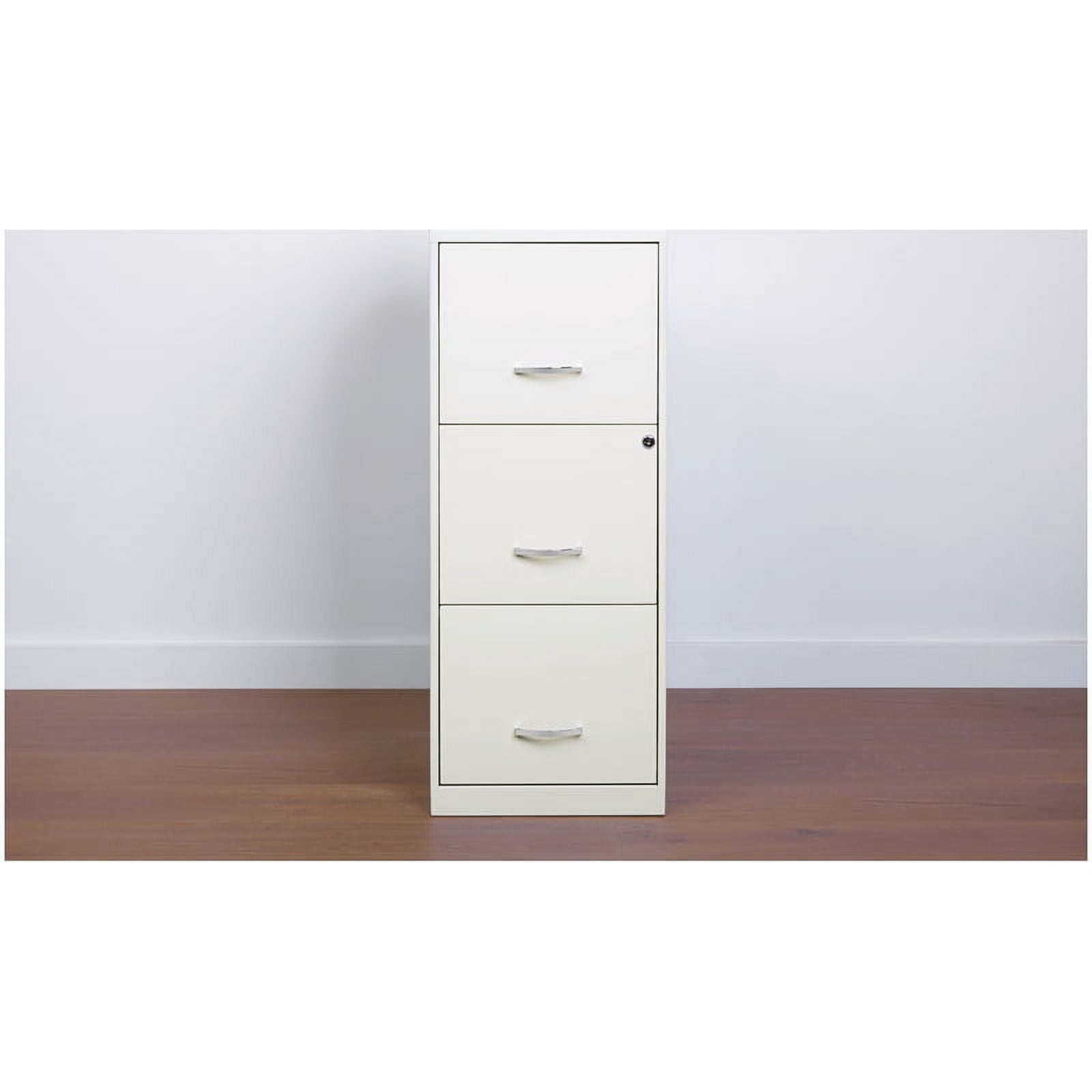 Pemberly Row 3 Drawer Vertical Metal File Cabinet with Lock Pearl White