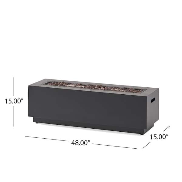 Reign Dark Gray Rectangular Metal Fire Pit (No Tank Holder)