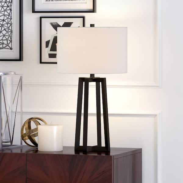 Helena 24 in. Blackened Bronze Table Lamp with Fabric Shade