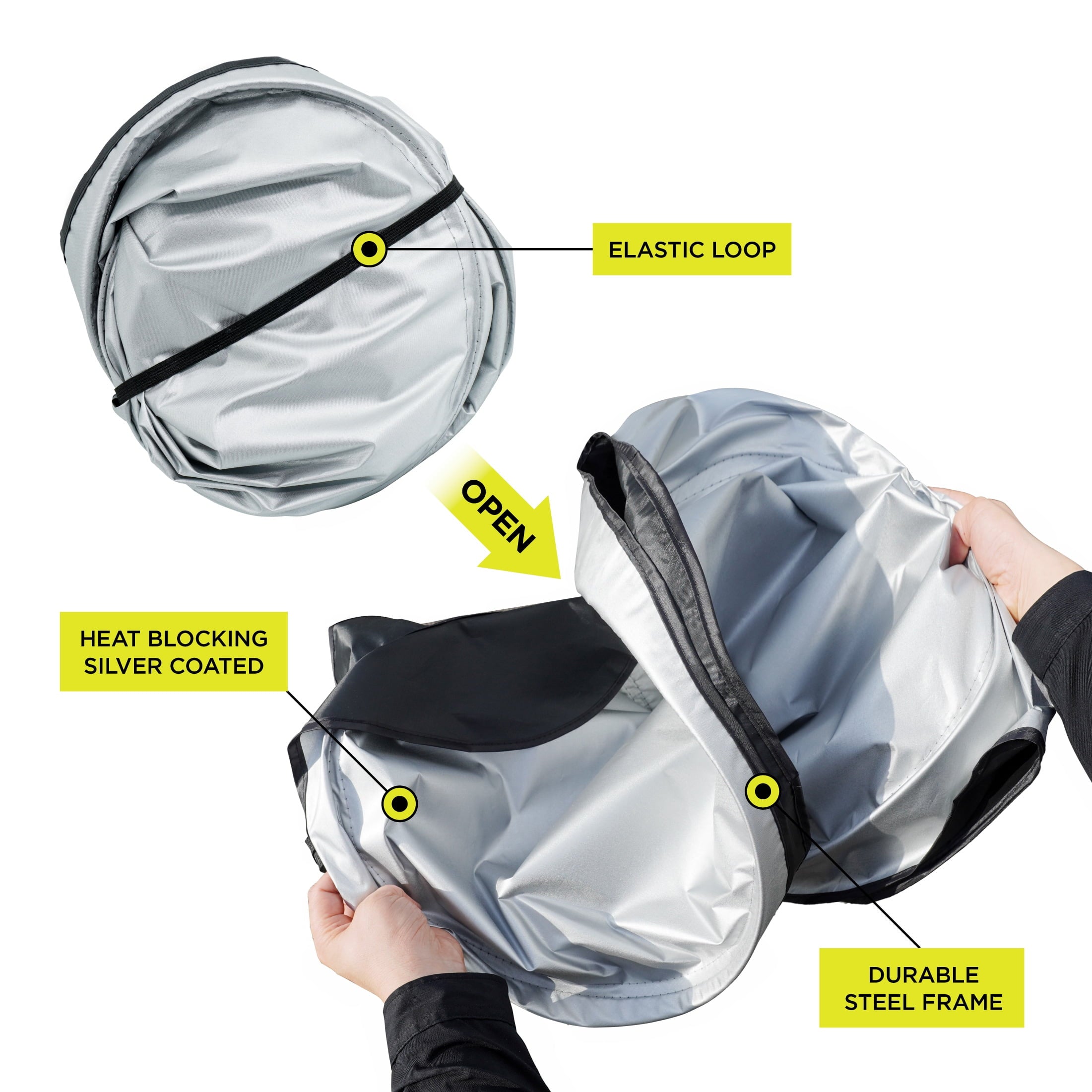 Auto Drive Double Rings Windshield AD22D-83 Twist Sun Shade 1 Pack, 63