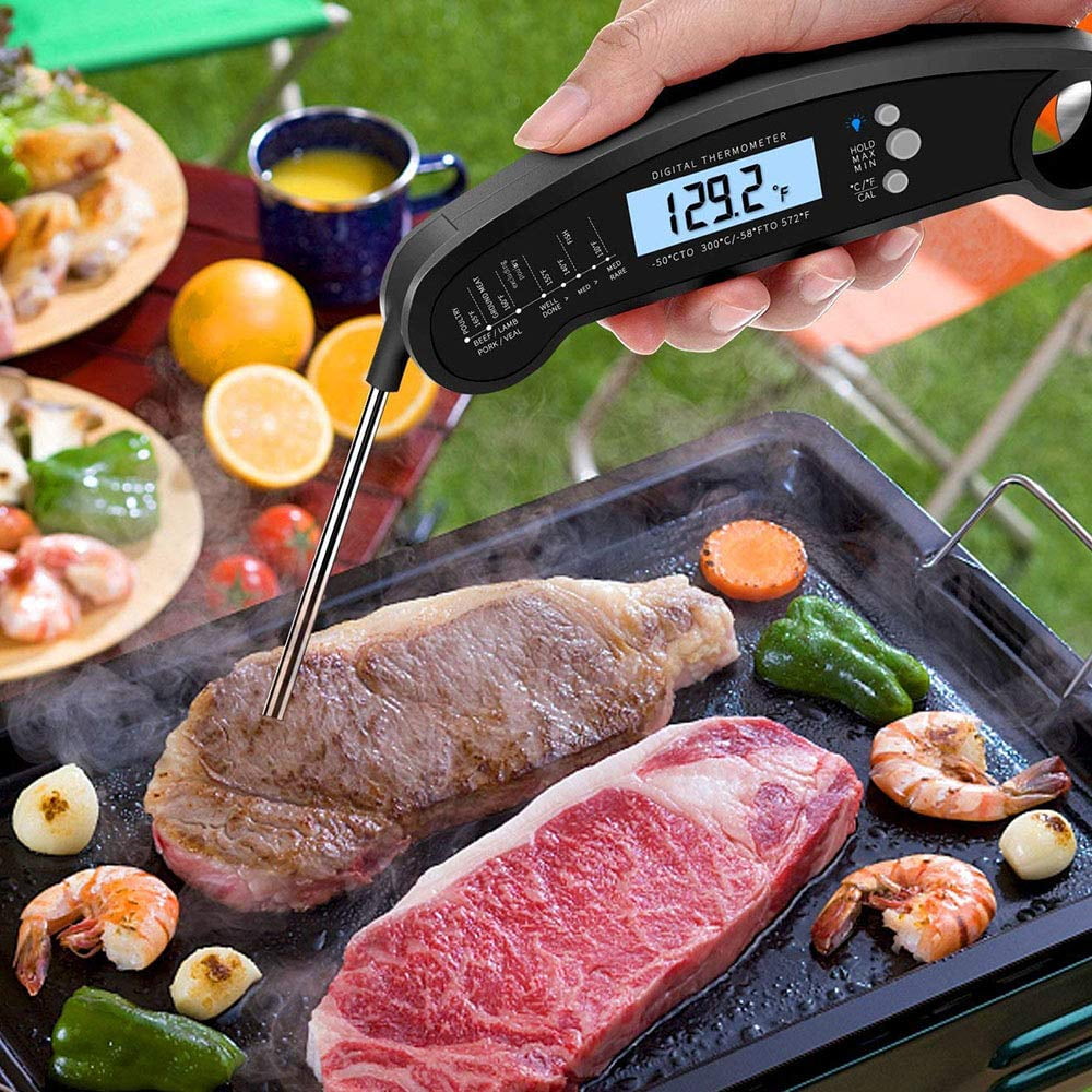 Meat Thermometer - Best Waterproof Ultra Fast Thermometer with Backlight & Calibration. Kizen Digital Food Thermometer for Kitchen, Outdoor Cooking, BBQ, and Grill!
