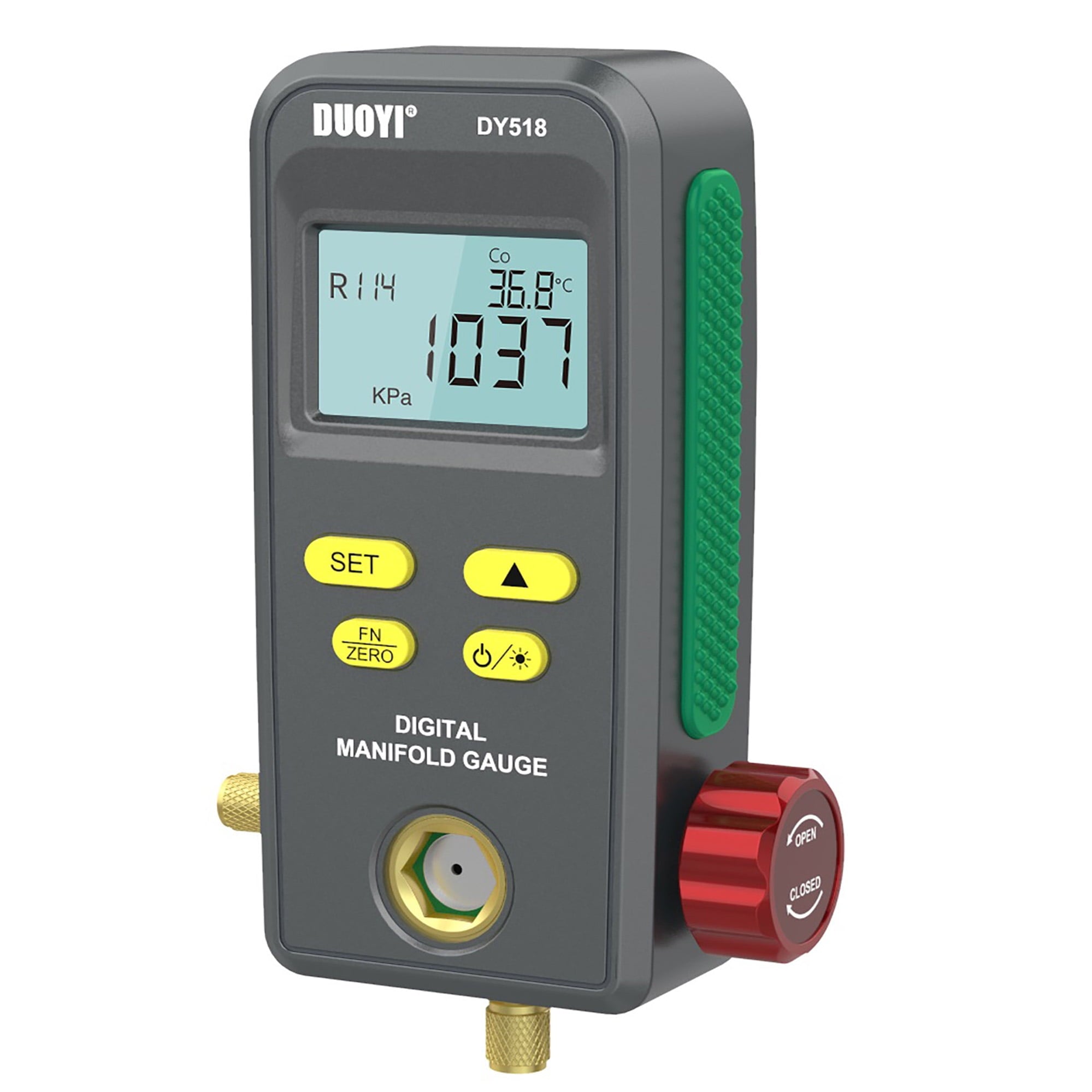 Refrigeration Digital Manifold Gauge, HVAC Vacuum Pressure Gauge, Air Conditioning Maintenance Diagnostic Tool, Freon Temperature Tester, R410a R134a Refrigerants Kit, DY518