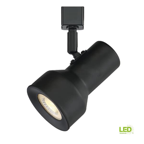 Medium 1-Light Solid Black Step Cylinder Integrated LED Track Lighting Head