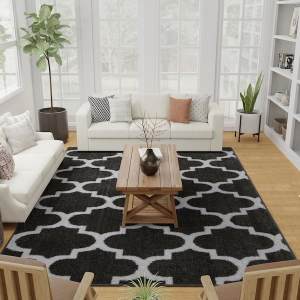 Seyward Grey 8 ft. x 10 ft. Trellis Shag Area Rug