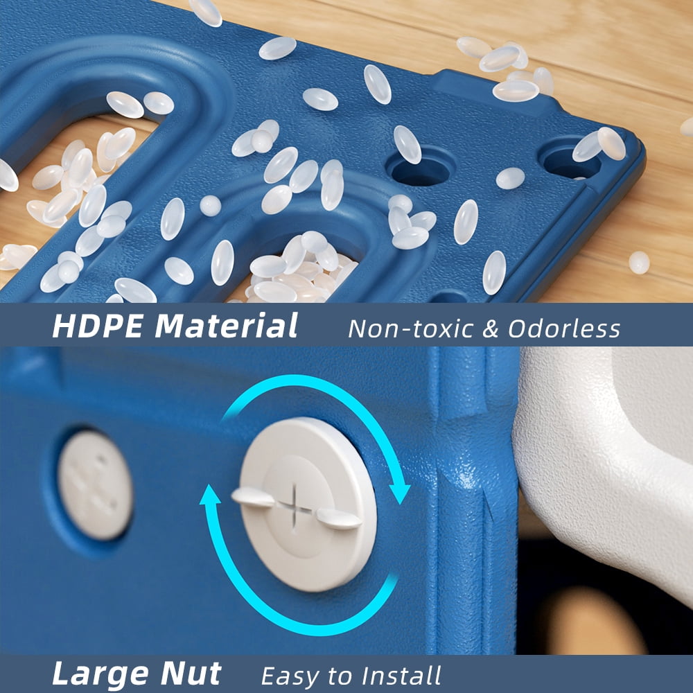 XJD 8-in-1 Toddler Slide Climber, Slide Set Playground for Kids, Slide Toddlers Climber and Slide Set with Basketball Hoop and Ball, Slide for Toddlers Age 12 Month +(Blue)