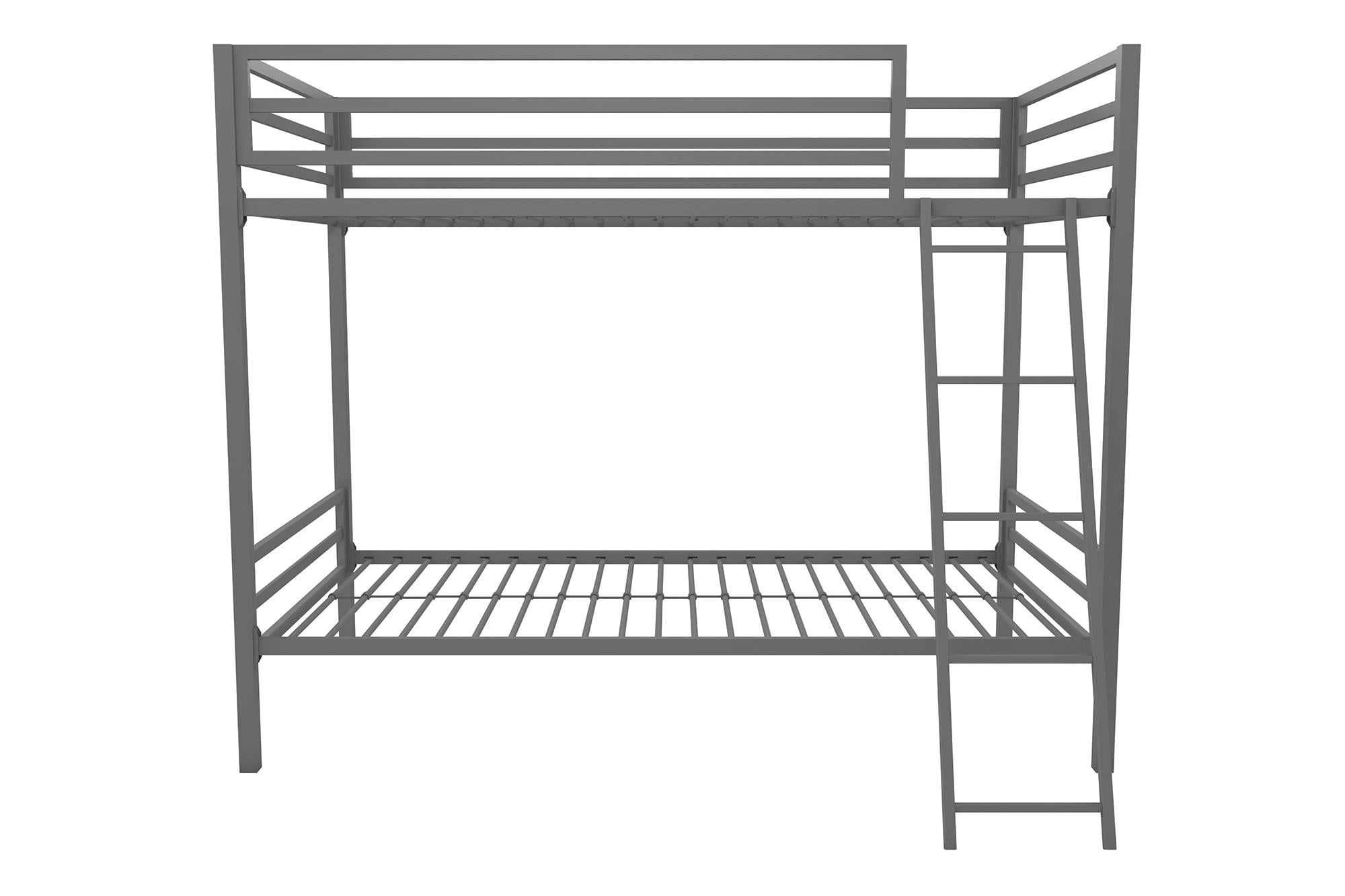 Teen Novogratz Charlie Twin-Over-Twin Metal Bunk Bed, Gray