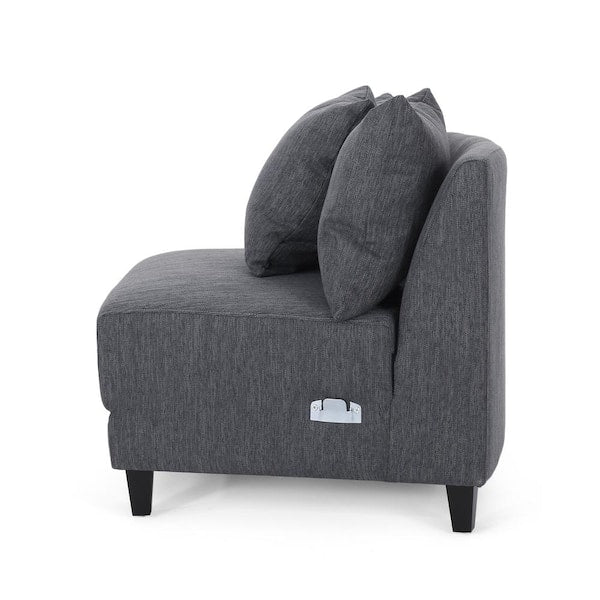 Raintree 108.5 in. W 3-Piece 3-Seats Charcoal and Dark Brown Fabric Sectional Sofa