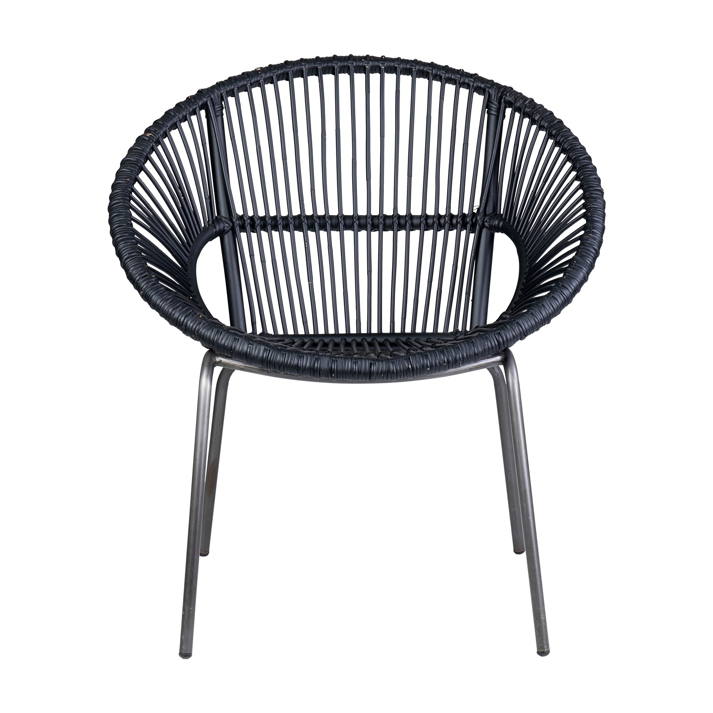 LouAnne Black Rattan Papasan Accent Chair with Metal Legs by East at Main 31