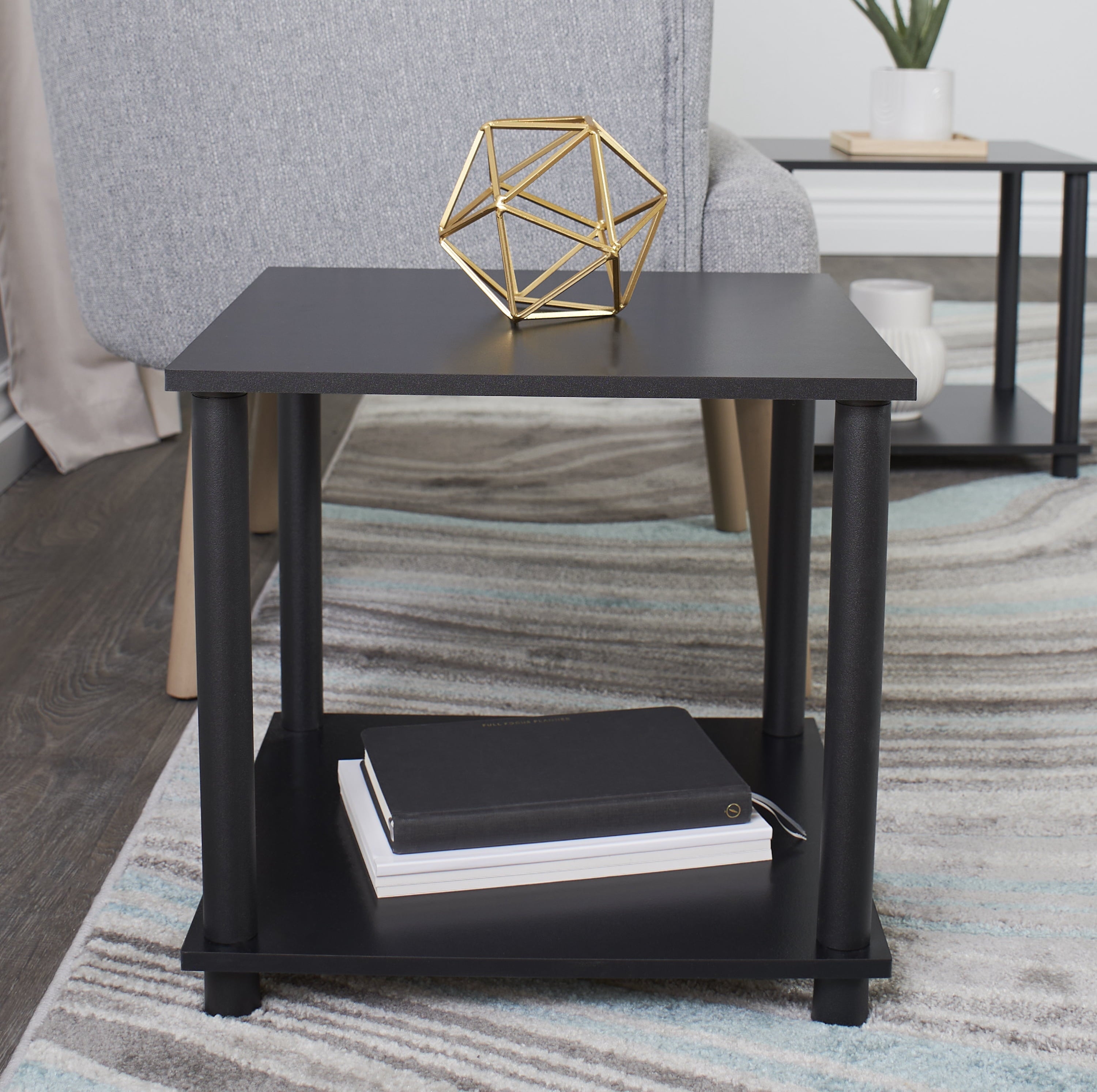 Mainstays No Tools End Tables, Solid Black, Set of 2
