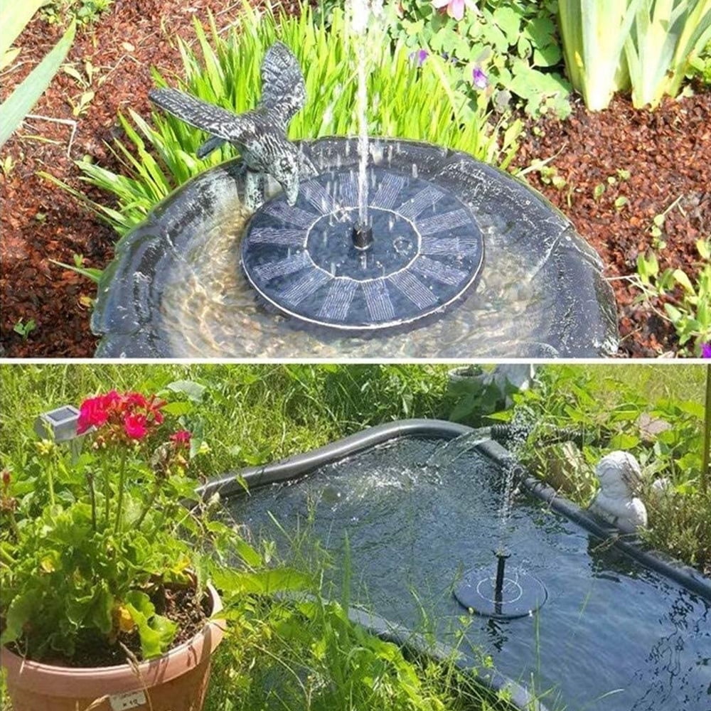 Movsou 4 Nozzle Independent Floating Solar Fountain Pump for Bird Bath Garden, Outdoor, Black