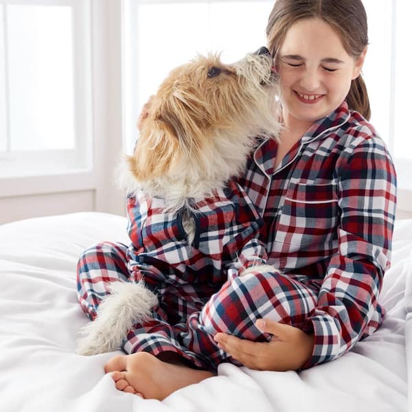 Company Cotton Family Flannel Winter Plaid Kids 6/7 Red/Navy Pajama Set