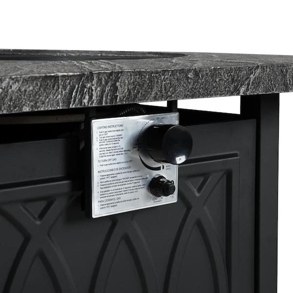 32 in. Metal 50,000 BTU Propane Fire Pit Table Patio Gas Fire Pit with Lid and Lava Rock