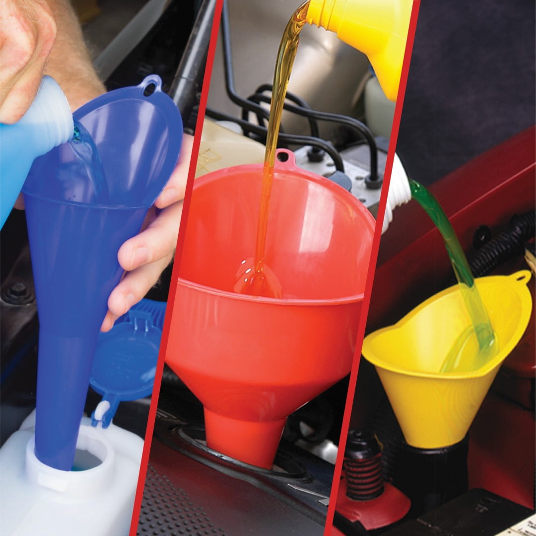 Hyper Tough Super Funnel Trio, Multi Purpose Plastic Automotive Funnel Set, 3 Pieces