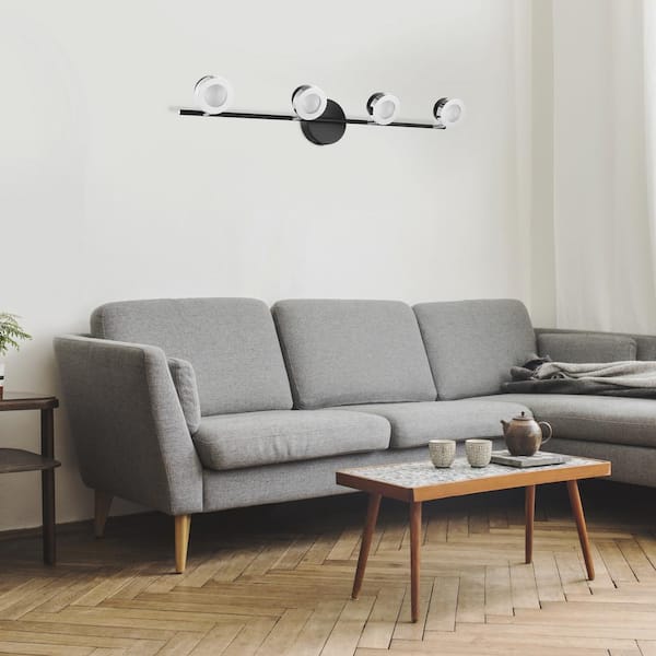 Mingo 30.12 in. Black/Chrome LED Track Lighting Kit with Black/Chrome Metal Shades