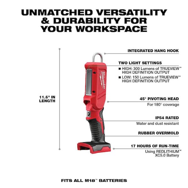 M18 18-Volt Lithium-Ion Cordless 300-Lumen LED Stick Light (Tool-Only)