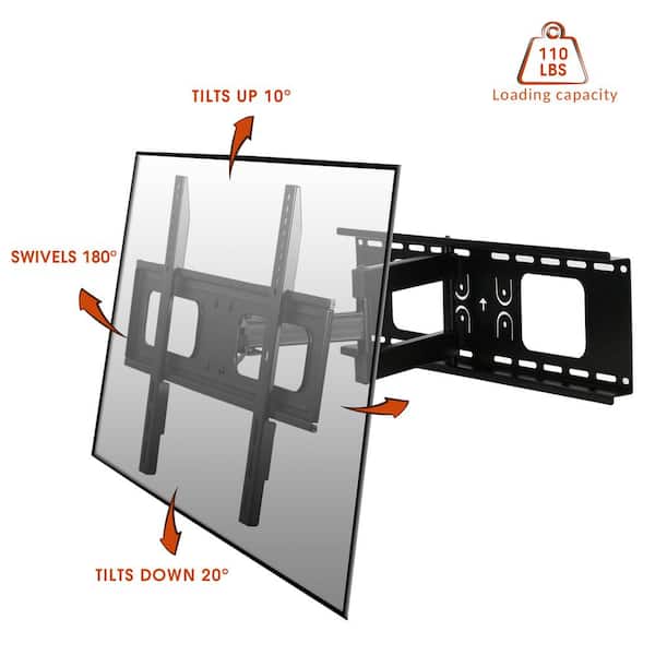 32 in. to 70 in. Full Motion Wall Mount in Black