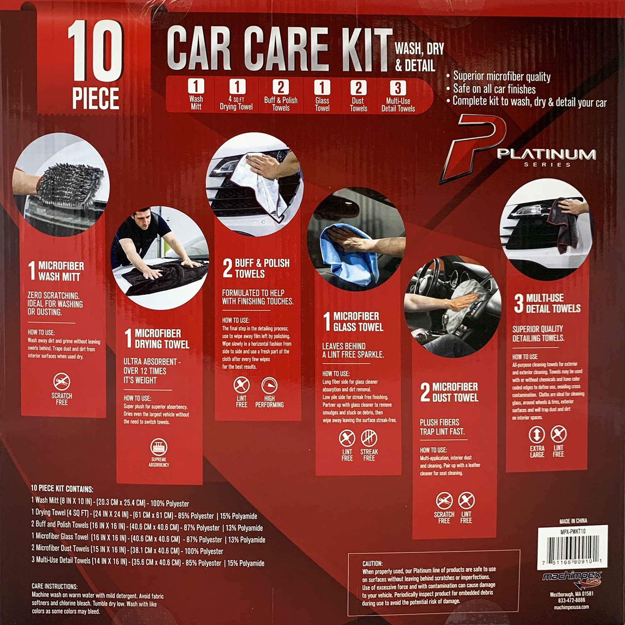 Platinum Series Microfiber Car Care 10 Pc Kit
