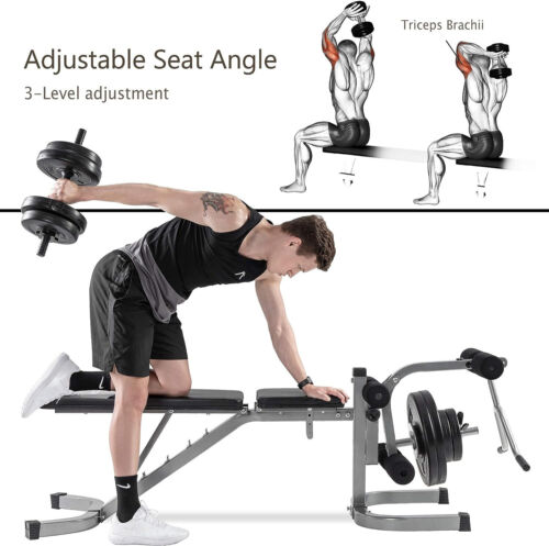 Weight Bench with Leg Extension - 6+3 Positions Adjustable Olympic Utility Bench