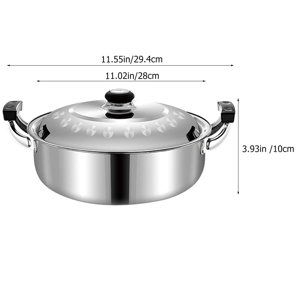 HOMEMAXS Dual Handle Hotpot Pot Stainless Steel Divided Hot Pot Multi-function Stockpot Home Accessory