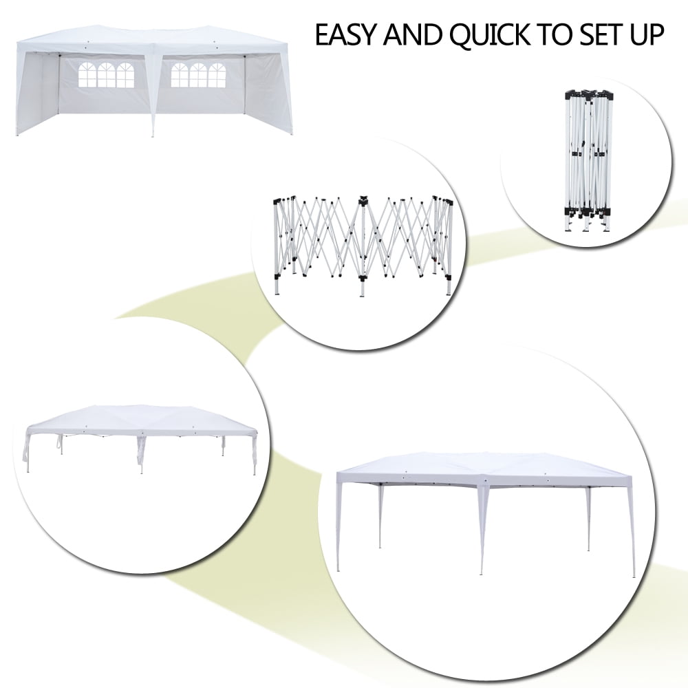 UBesGoo Easy Pop Up Canopy Party Tent, 10 x 20-Feet, White with 4 Removable Sidewalls