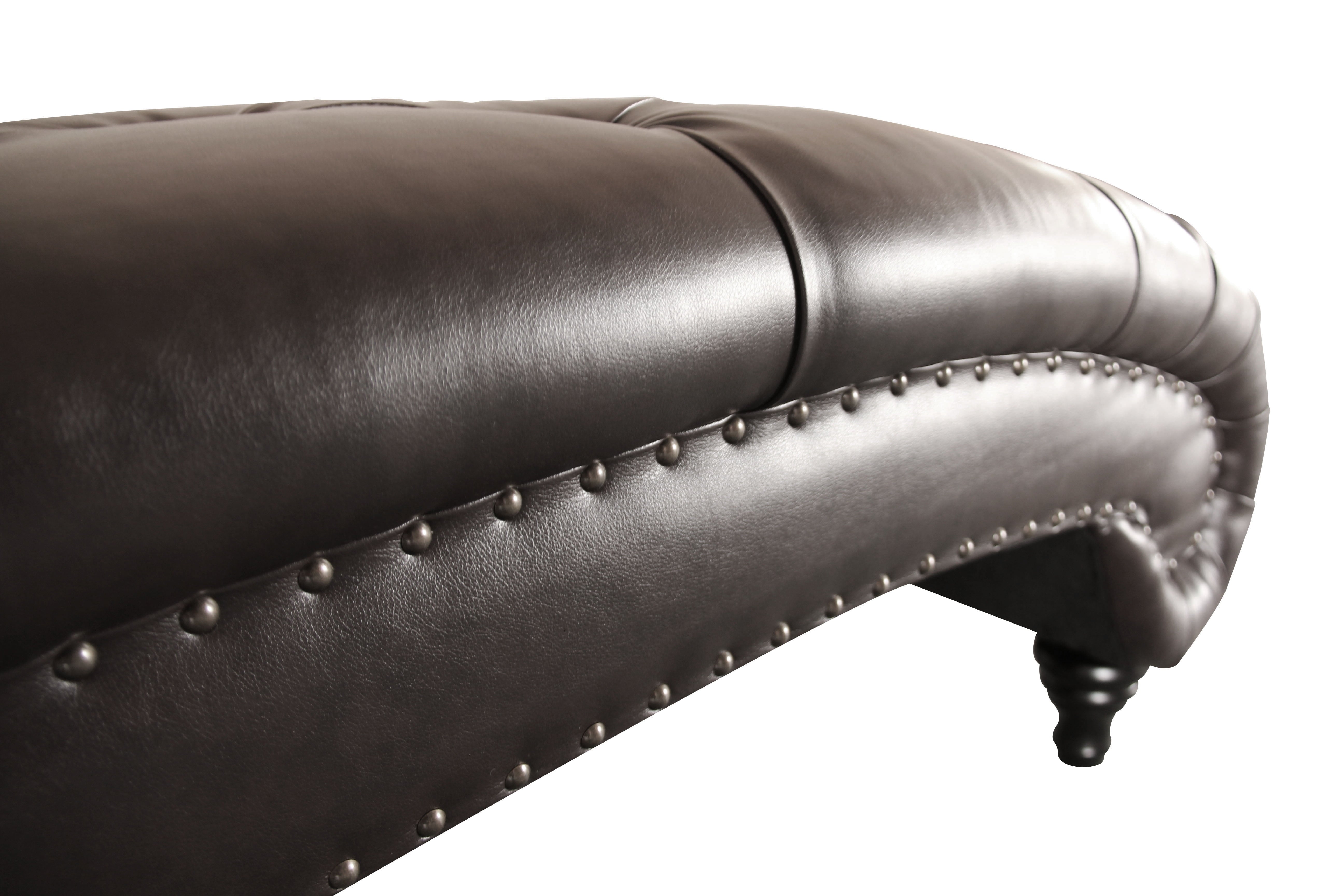 Devon & Claire Alex Tufted Leather Chaise, Brown
