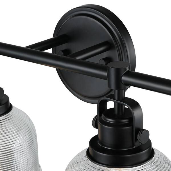 33 in. 4-Light Black Bathroom Vanity Light with Clear Prismatic Glass Shade