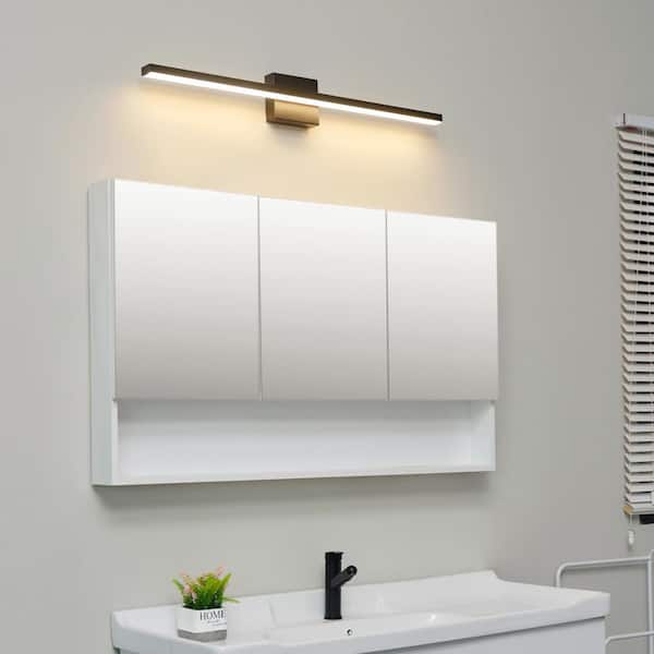 36 in. Matte Black LED Integrated Vanity Light with Frosted Diffuser