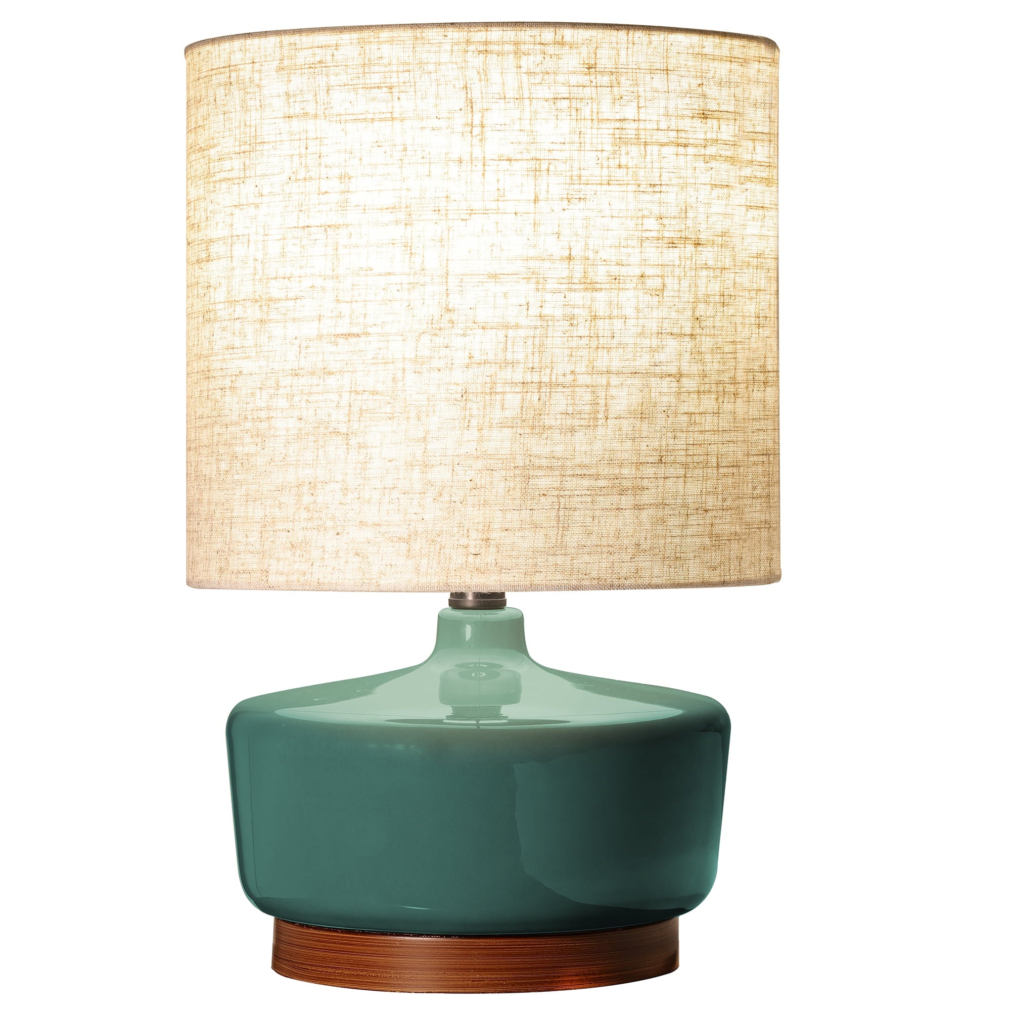 Better Homes & Gardens Modern Mid-Century Ceramic Table Lamp with Wood Base, 17