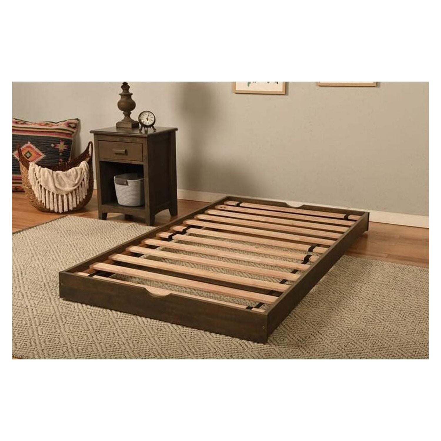 Kodiak Pop Up-Rustic Walnut Finish-Linen Stone Mattress