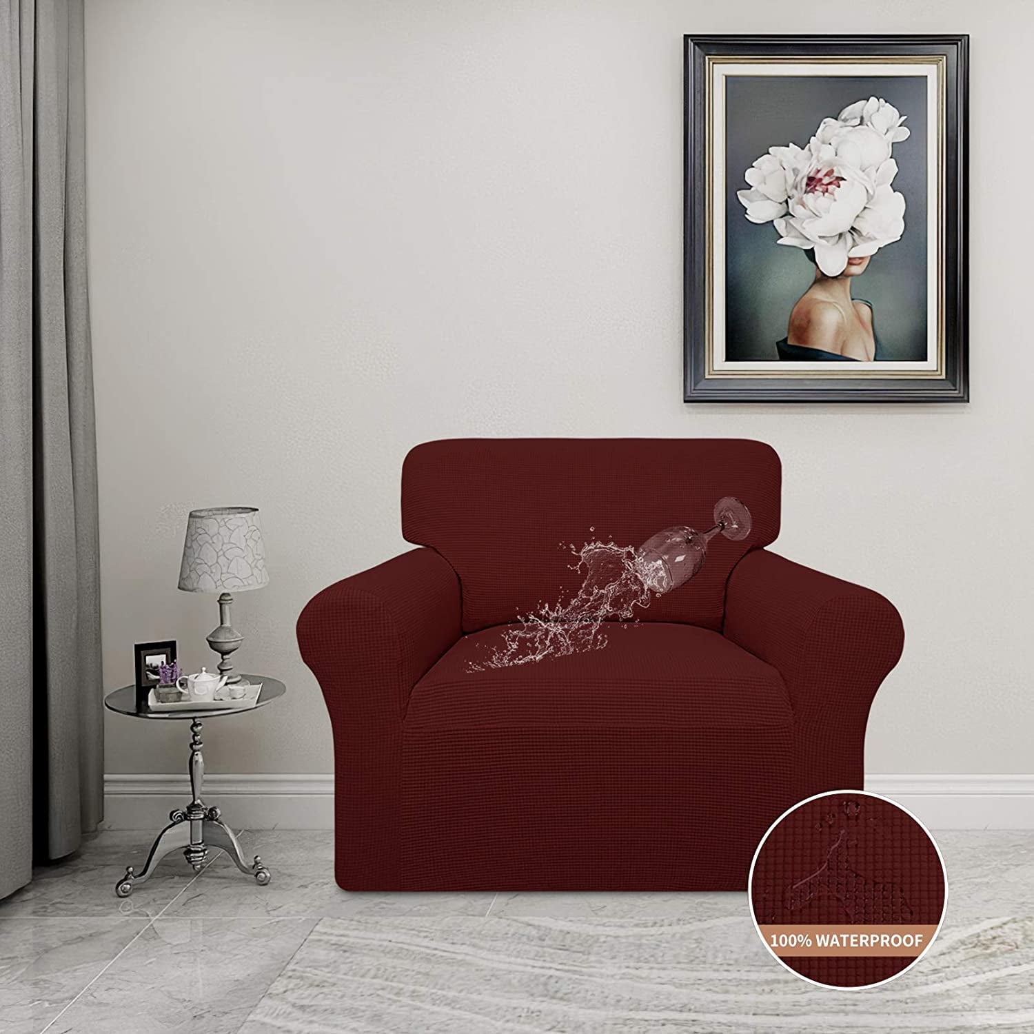 Easy-Going 100% Waterproof Chair Couch Cover,Chair, Wine