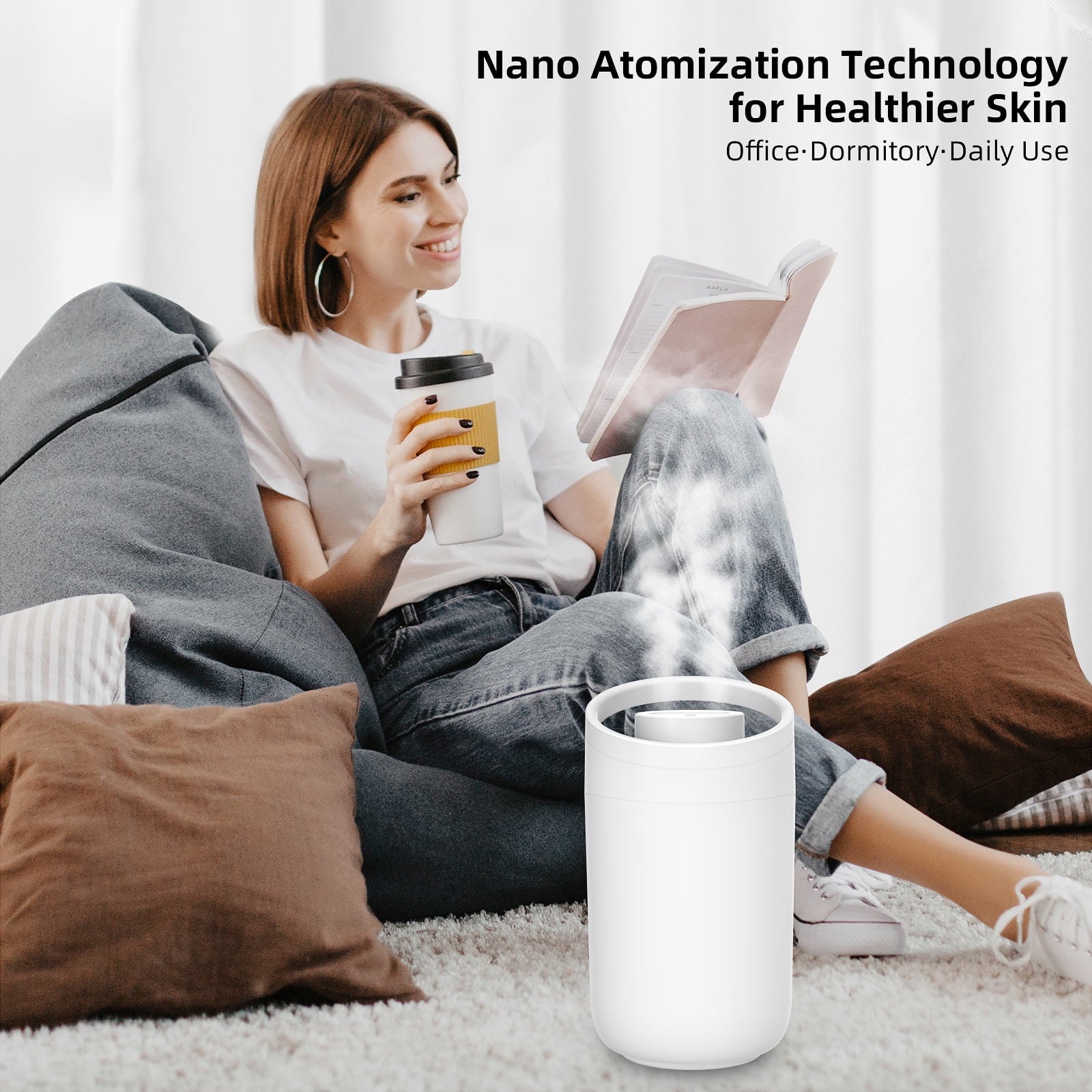 PcEoTllar Humidifier for Room,  Top Fill 2.5 L Cool Mist Quiet Ultrasonic Humidifier for Baby, Humidifiers for Bedroom Large Room (0.66 Gallon ,US 110V ),White