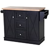 HomCom Wooden Mobile Kitchen Island Cart with Drawers and Wheel - Black