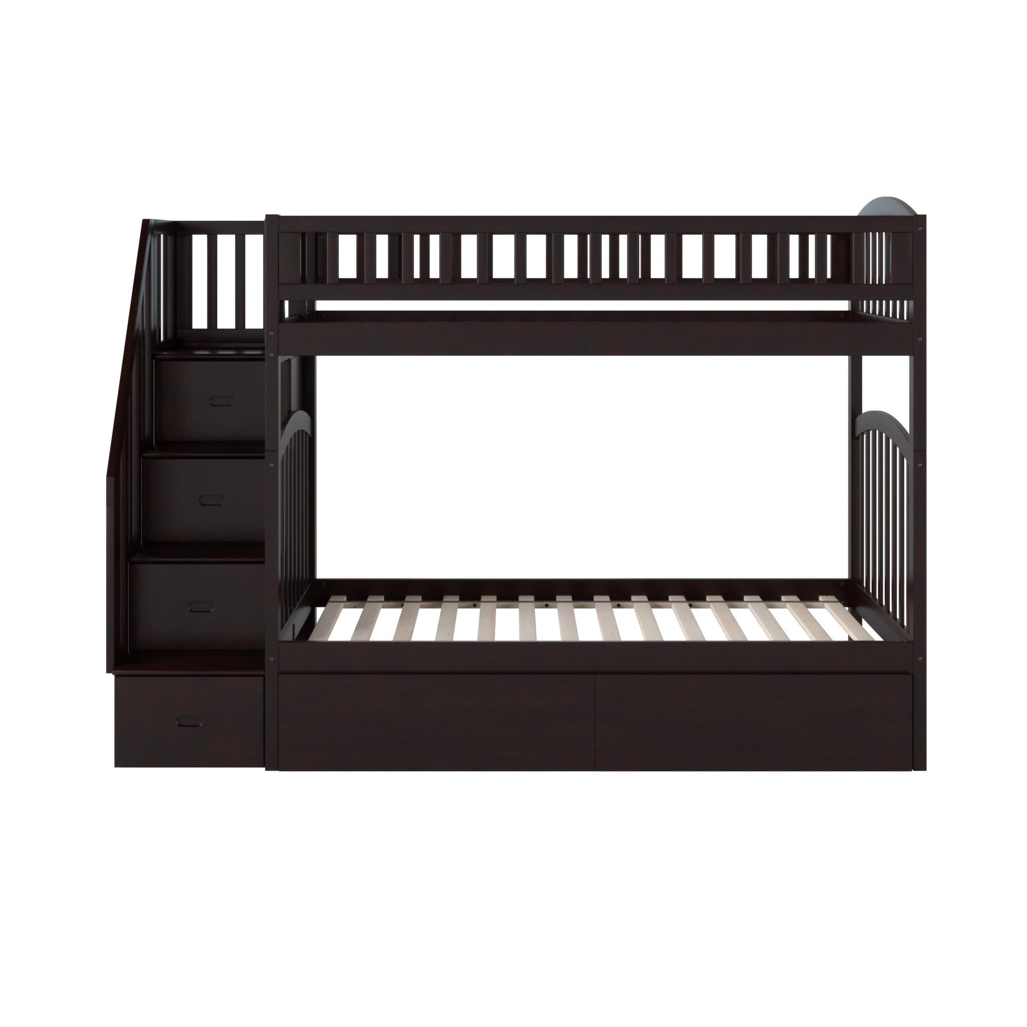 Westbrook Staircase Bunk Twin over Twin with 2 Urban Bed Drawers in Espresso