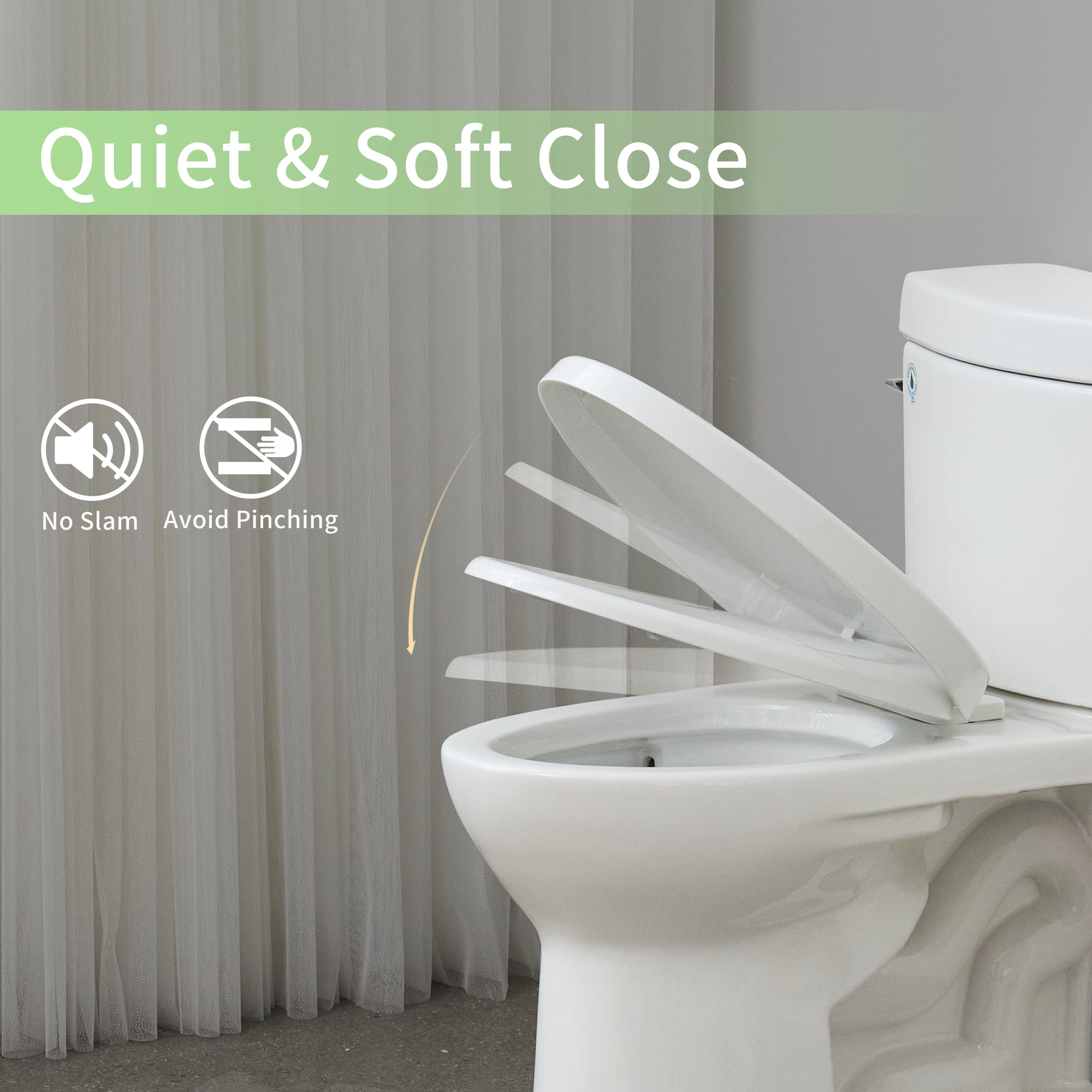 FBJ 400 Pound Slow Close Heavy Duty Oval Plastic Toilet Seat in White No Slam