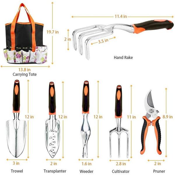 83-Piece Heavy-Duty Aluminum Hand Garden Tool Set Succulent Tool Set (Orange), Garden Tool Set