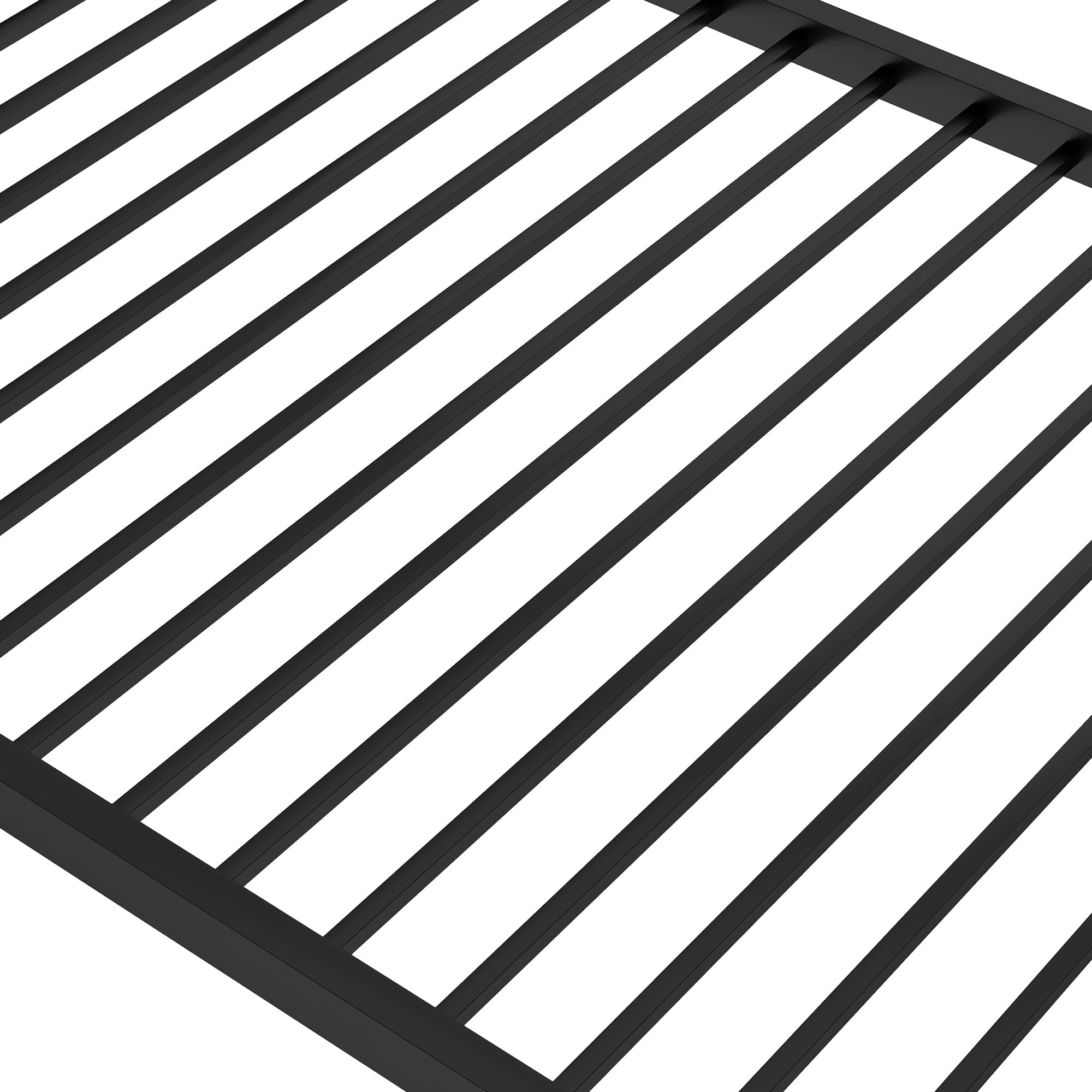 Euroco Twin Metal Low Bunk Bed with Ladder, Black